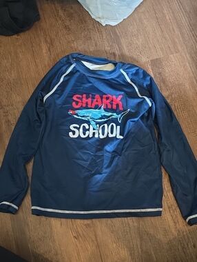 wonder nation Navy Long-Sleeve Swim Top
